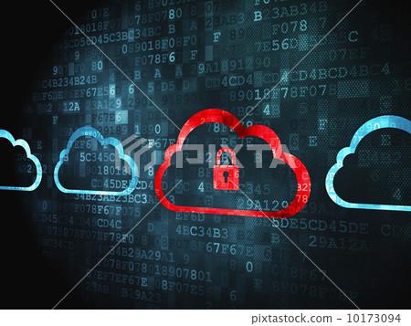 Cloud networking concept: Cloud With Padlock on digital Cloud networking concept: Cloud With Padlock on digital 10173094