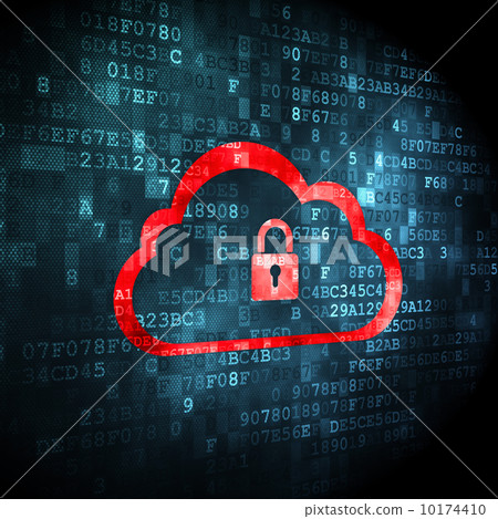 Cloud networking concept: Cloud With Padlock on digital Cloud networking concept: Cloud With Padlock on digital 10174410