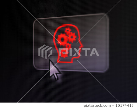 Data concept: Head With Gears on digital button background 10174415