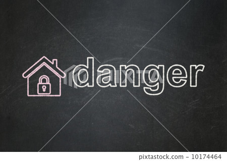 Protection concept: Home and Danger on chalkboard background 10174464
