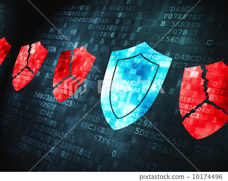 Safety concept: Shield on digital background 10174496