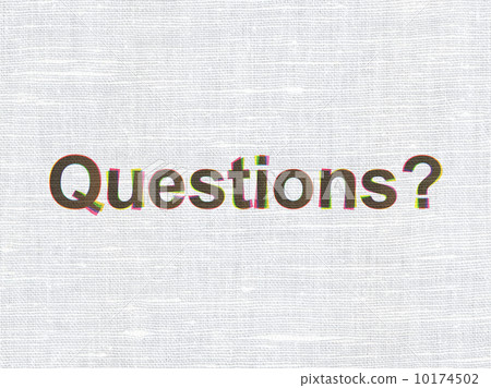 Education concept: Questions? on fabric texture background Education concept: Questions? on fabric texture background 10174502