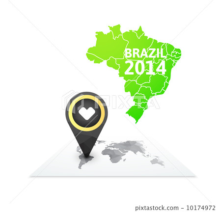 World map with a marker on Brazil 10174972
