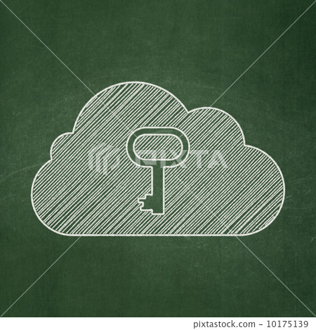 networking concept: Cloud With Key on chalkboard 10175139