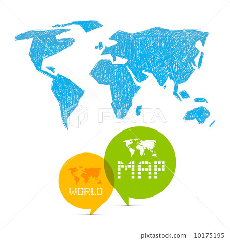 Vector Paper World Map Illustration on Blue... - Stock Illustration ...