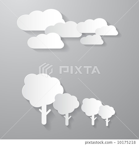 Vector Clouds and Trees Cut From Paper Background - Stock Illustration ...