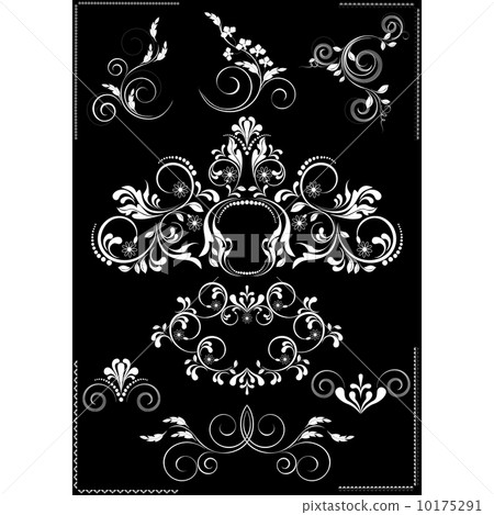 Collection white flourishes patterns  10175291