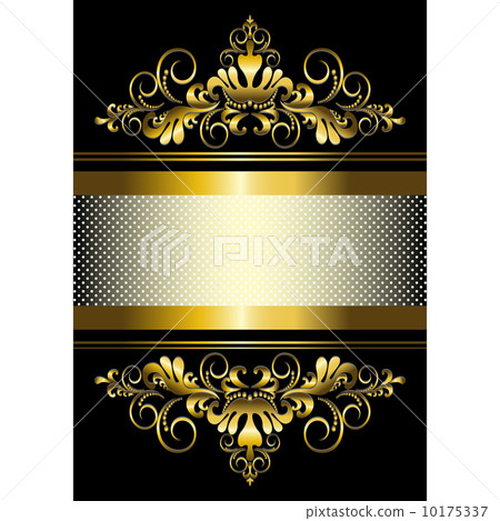 Gold ornament and gold stripes with ribbon 10175337