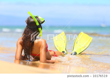 Relaxing woman on summer beach vacation holidays 10176519