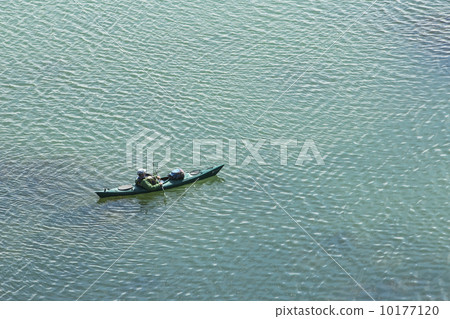 Ocean Kayak man exploring bay and wildlife environment 10177120