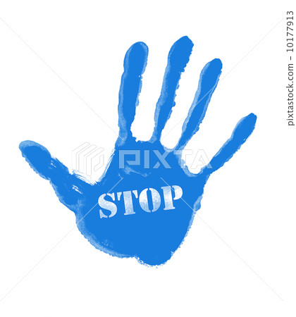 Blue handprint with the word ''Stop'' 10177913