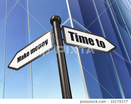 Sign Time to Make money on Building background 10178377