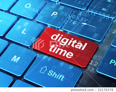 Digital Time on computer keyboard background Digital Time on computer keyboard background 10178378