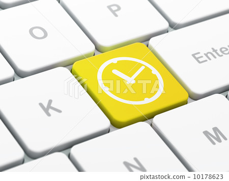 Time concept: Clock on computer keyboard...-插圖素材 [10178623] - PIXTA圖庫