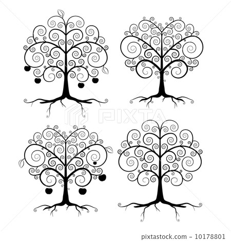 Abstract Vector Black Tree Illustration Set - Stock Illustration ...