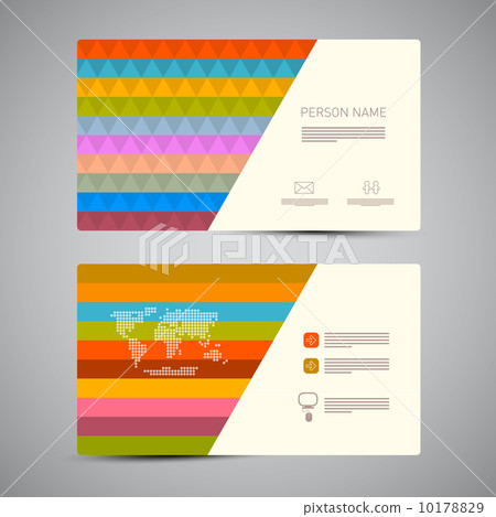 Retro Paper Business Card Template with Colorful Triangles Retro Paper Business Card Template with Colorful Triangles 10178829