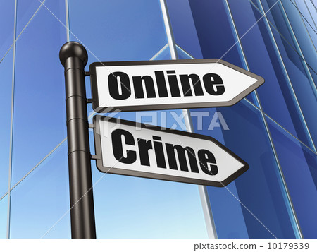 Protection concept: sign Online Crime on Building background 10179339