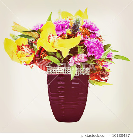 Bouquet from flowers with retro filter effect. 10180427