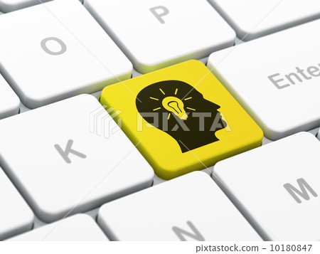Finance concept: Head With Light Bulb on keyboard background Finance concept: Head With Light Bulb on keyboard background 10180847