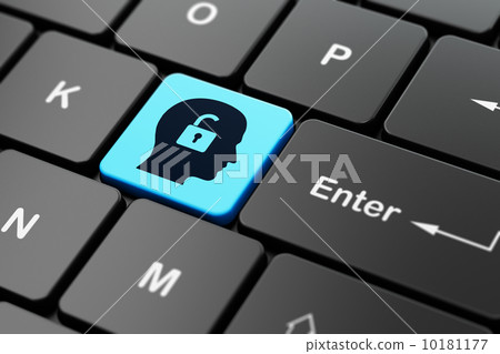 Finance concept: Head With Padlock on keyboard background Finance concept: Head With Padlock on keyboard background 10181177
