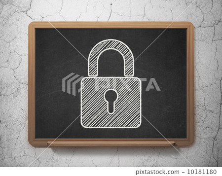Information concept: Closed Padlock on chalkboard background Information concept: Closed Padlock on chalkboard background 10181180