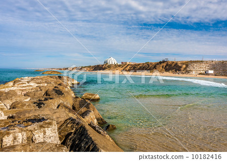 Breakwater and shoreline on Mediterranean sea. 10182416