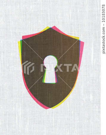 Safety concept: Shield With Keyhole on fabric texture background Safety concept: Shield With Keyhole on fabric texture background 10183078