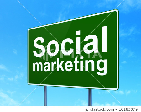 Advertising concept: Social Marketing on road sign background 10183079