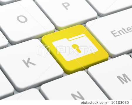 Finance concept: Folder With Keyhole on keyboard background 10183080