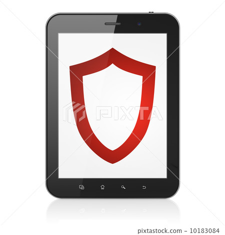 Safety concept: Contoured Shield on tablet pc computer Safety concept: Contoured Shield on tablet pc computer 10183084