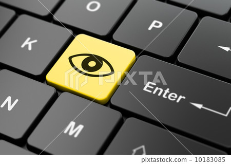 Safety concept: Eye on computer keyboard background 10183085