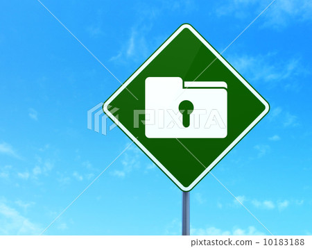 Business concept: Folder With Keyhole on road sign background Business concept: Folder With Keyhole on road sign background 10183188