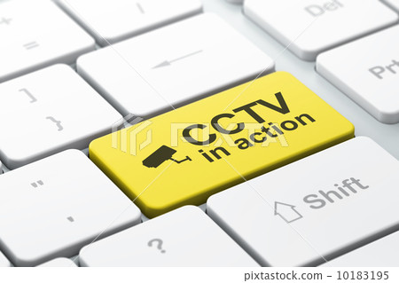 Security concept: Cctv Camera and CCTV In action on keyboard Security concept: Cctv Camera and CCTV In action on keyboard 10183195