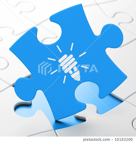 Business concept: Energy Saving Lamp on puzzle background Business concept: Energy Saving Lamp on puzzle background 10183200