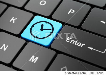 Timeline concept: Clock on computer keyboard background Timeline concept: Clock on computer keyboard background 10183204