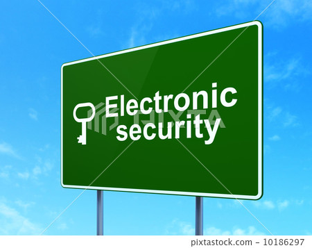 Privacy concept: Electronic Security Key road sign background Privacy concept: Electronic Security Key road sign background 10186297