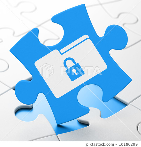 Business concept: Folder With Lock on puzzle background 10186299