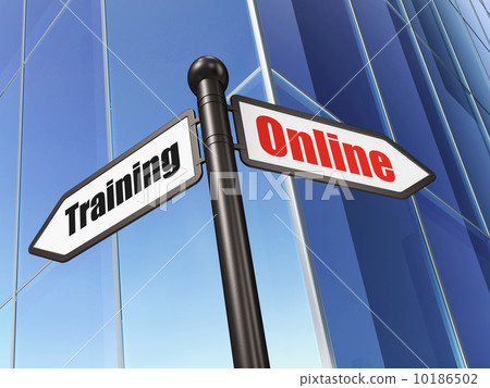 Education concept: sign Online Training on Building background 10186502