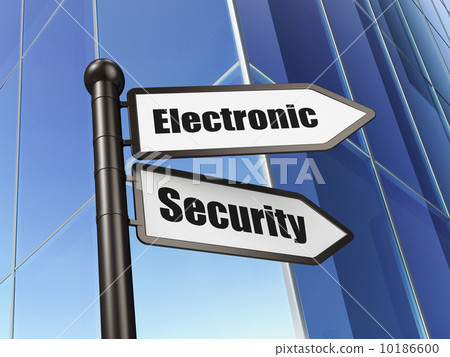Safety concept: sign Electronic Security on Building background Safety concept: sign Electronic Security on Building background 10186600