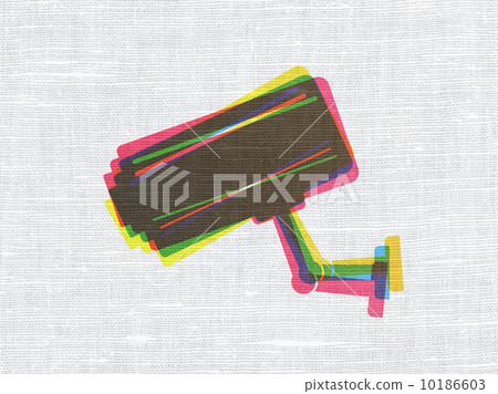 Safety concept: Cctv Camera on fabric texture background Safety concept: Cctv Camera on fabric texture background 10186603