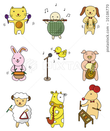 cartoon animal play music icon cartoon animal play music icon 10186770
