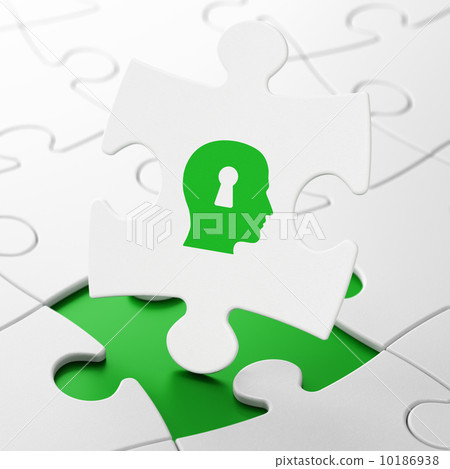 Education concept: Head With Keyhole on puzzle background 10186938
