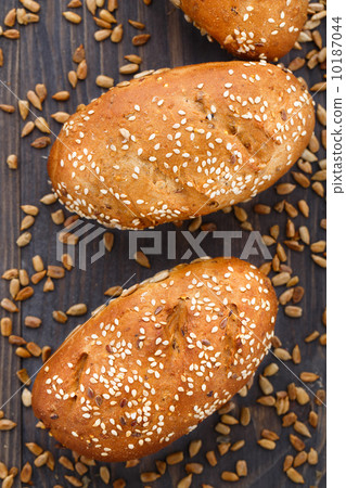 Tasty fresh bun with seeds 10187044