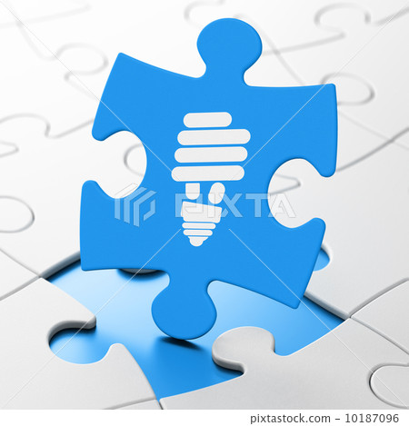 Business concept: Energy Saving Lamp on puzzle background 10187096