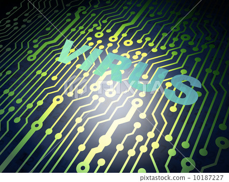 Safety concept: circuit board with Virus Safety concept: circuit board with Virus 10187227