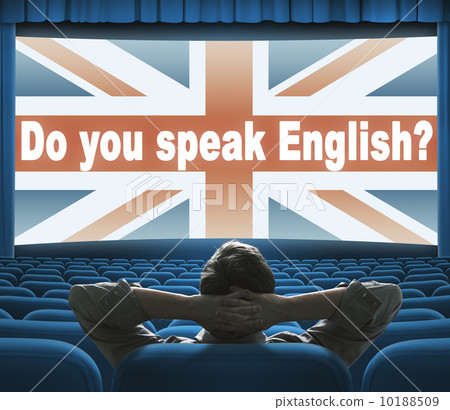 "Do you speak English?" phrase on wide cinema screen 10188509