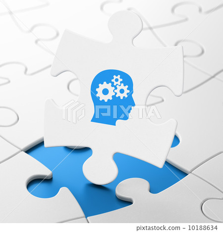 Finance concept: Head With Gears on puzzle background 10188634