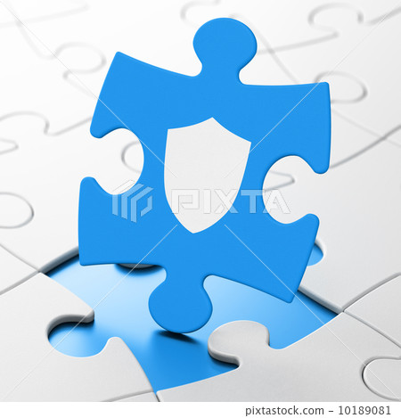 Privacy concept: Shield on puzzle background 10189081