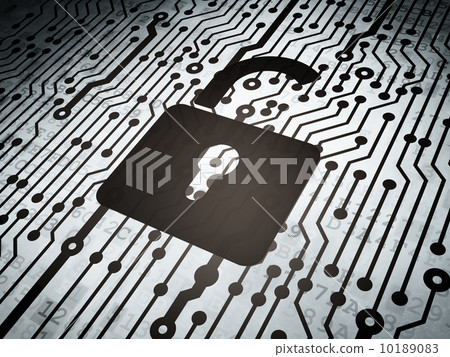 Privacy concept: circuit board with Opened Padlock 10189083
