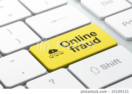 Security concept: Cloud Network and Online Fraud on keyboard Security concept: Cloud Network and Online Fraud on keyboard 10189131